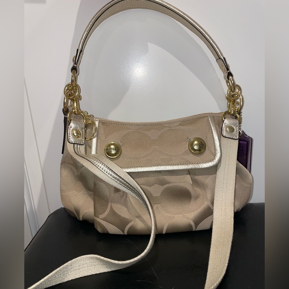 Coach Tan Signature Canvas Purse - Picture 3 of 10